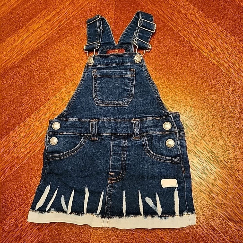 7 for all Mankind baby girl 12m denim jeans overalls dress skirt Jumper A1